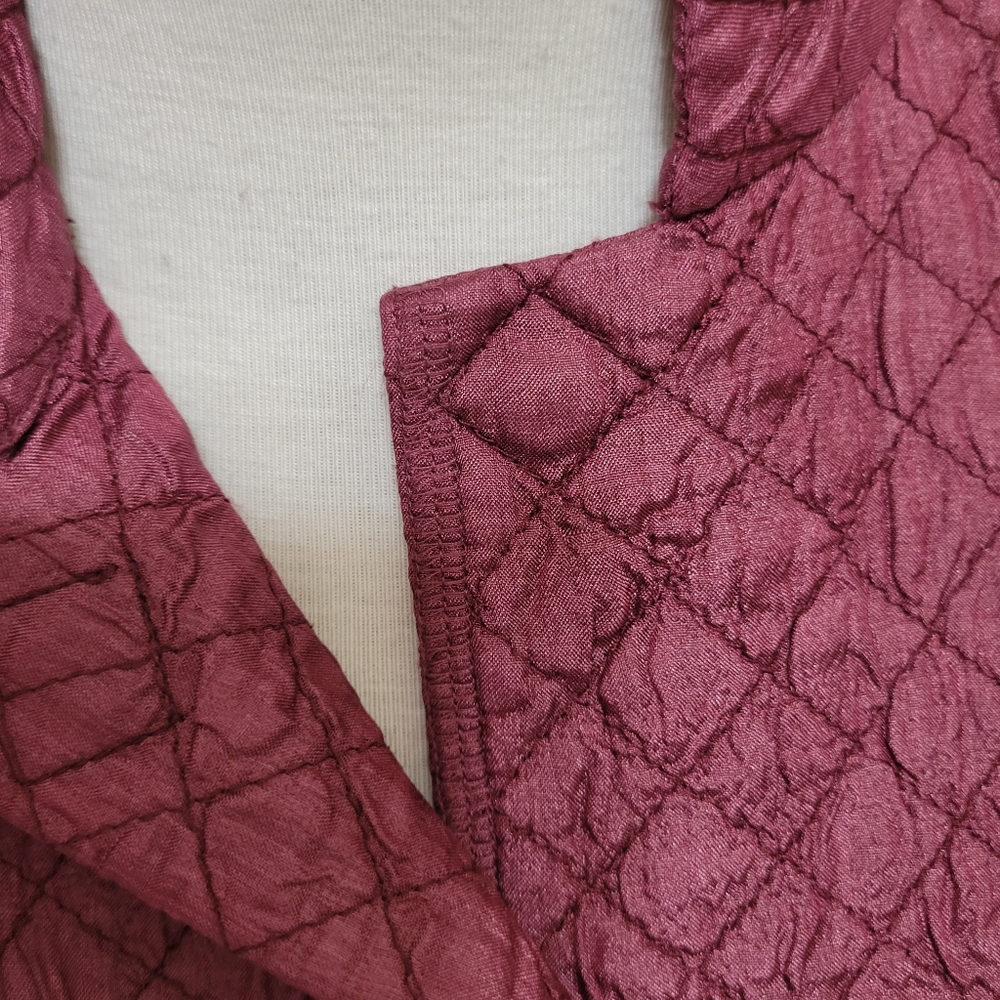 Eileen Fisher 100% tussah silk magnetic snap button jacket, burgundy size PP - Picture 4 of 14